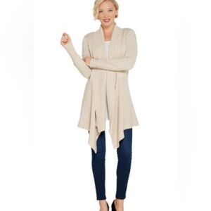 Express Women's Cream Open Front Cardigan